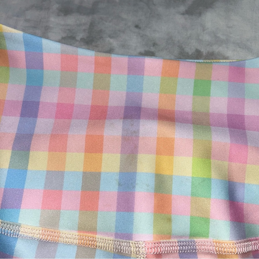 Beyond Yoga Pastel Plaid High Waisted Biker Shorts - Picture 4 of 5